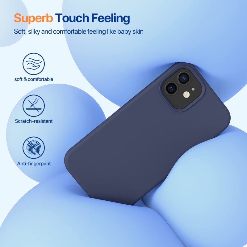 Miracase Compatible with iPhone 12 Case and iPhone 12 Pro Case, Liquid Silicone Gel Rubber Full Body Protection Shockproof Drop Protection Phone Case for iPhone 12/12 Pro 6.1 inch, Navy Blue - Image 3